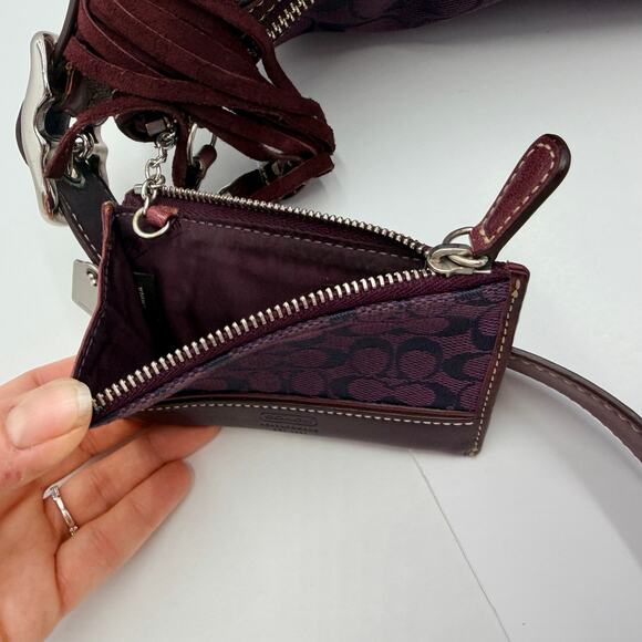 Coach Purple Shoulder Bag Leather Strap Purse Fringe Change Purse with Dust Bag - Picture 7 of 16